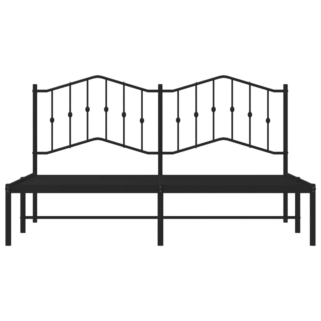Letto matrimoniale | Letto per adulti | Giroletto con Testiera in Metallo Nero 180x200 cm - Image 5