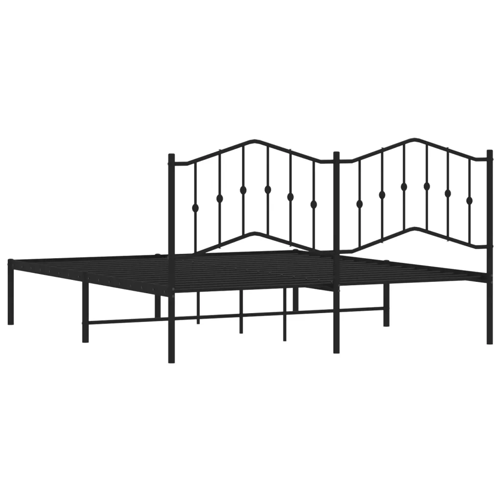 Letto matrimoniale | Letto per adulti | Giroletto con Testiera in Metallo Nero 180x200 cm - Image 7