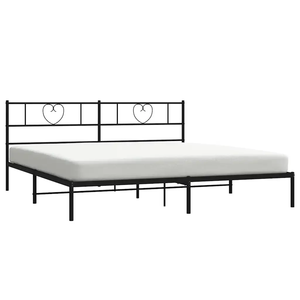 Letto matrimoniale | Letto per adulti | Giroletto con Testiera in Metallo Nero 180x200 cm - Image 4