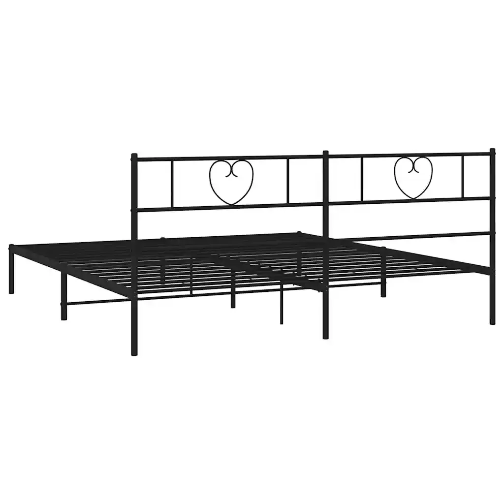 Letto matrimoniale | Letto per adulti | Giroletto con Testiera in Metallo Nero 180x200 cm - Image 7