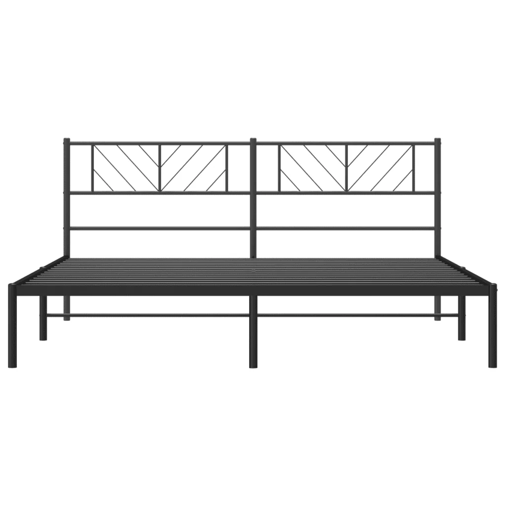 Letto matrimoniale | Letto per adulti | Giroletto con Testiera in Metallo Nero 180x200 cm - Image 5