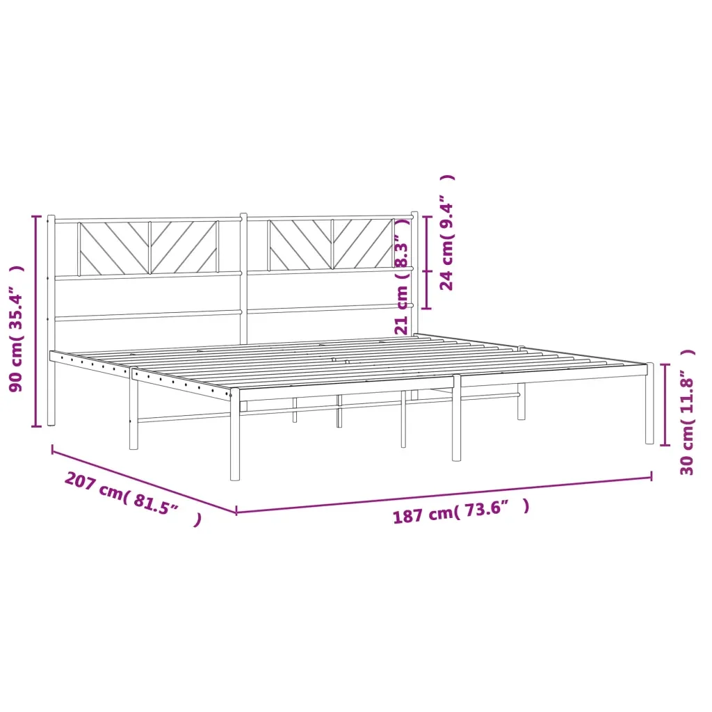 Letto matrimoniale | Letto per adulti | Giroletto con Testiera in Metallo Nero 180x200 cm - Image 9