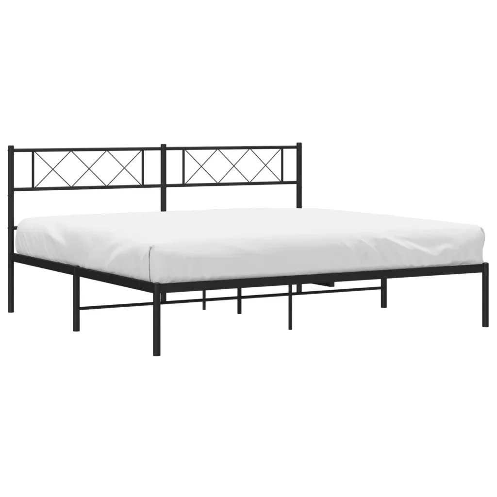 Letto matrimoniale | Letto per adulti | Giroletto con Testiera in Metallo Nero 180x200 cm - Image 3
