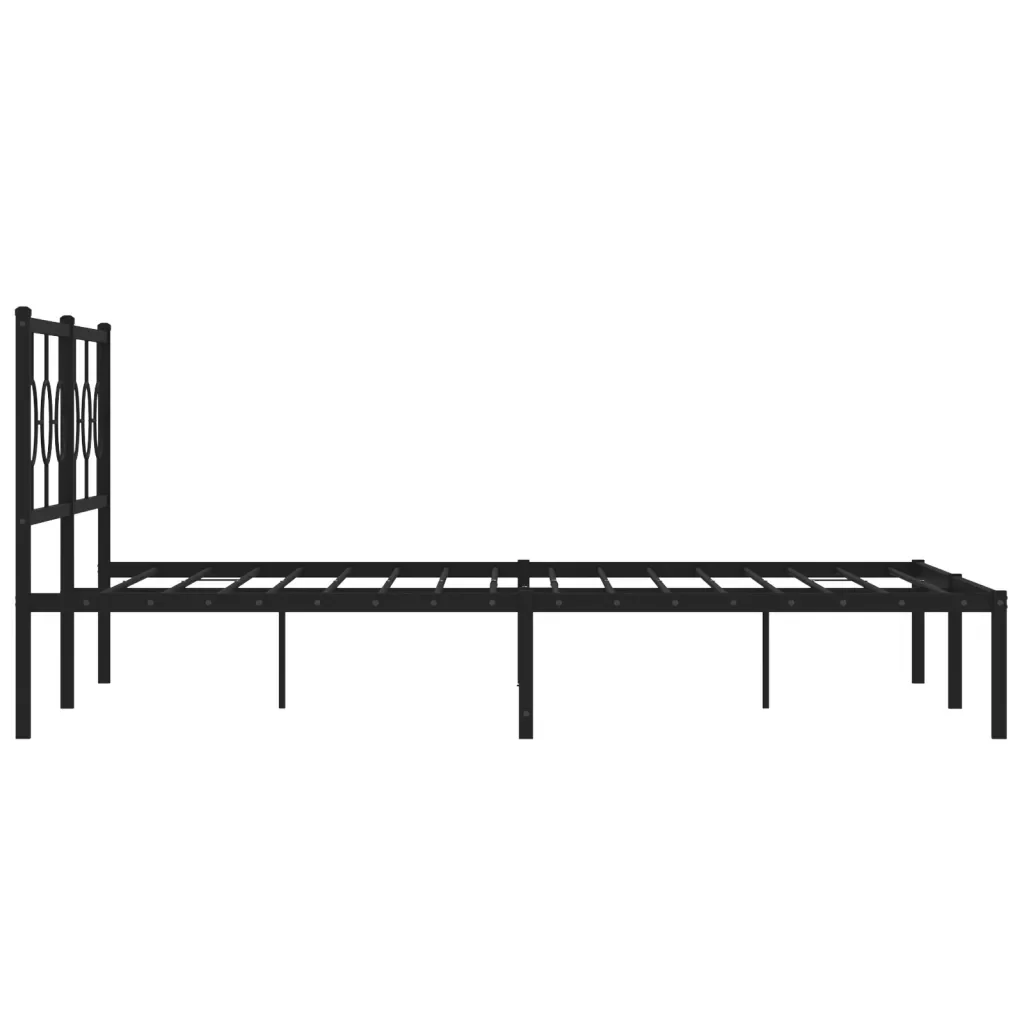 Letto matrimoniale | Letto per adulti | Giroletto con Testiera in Metallo Nero 180x200 cm - Image 6
