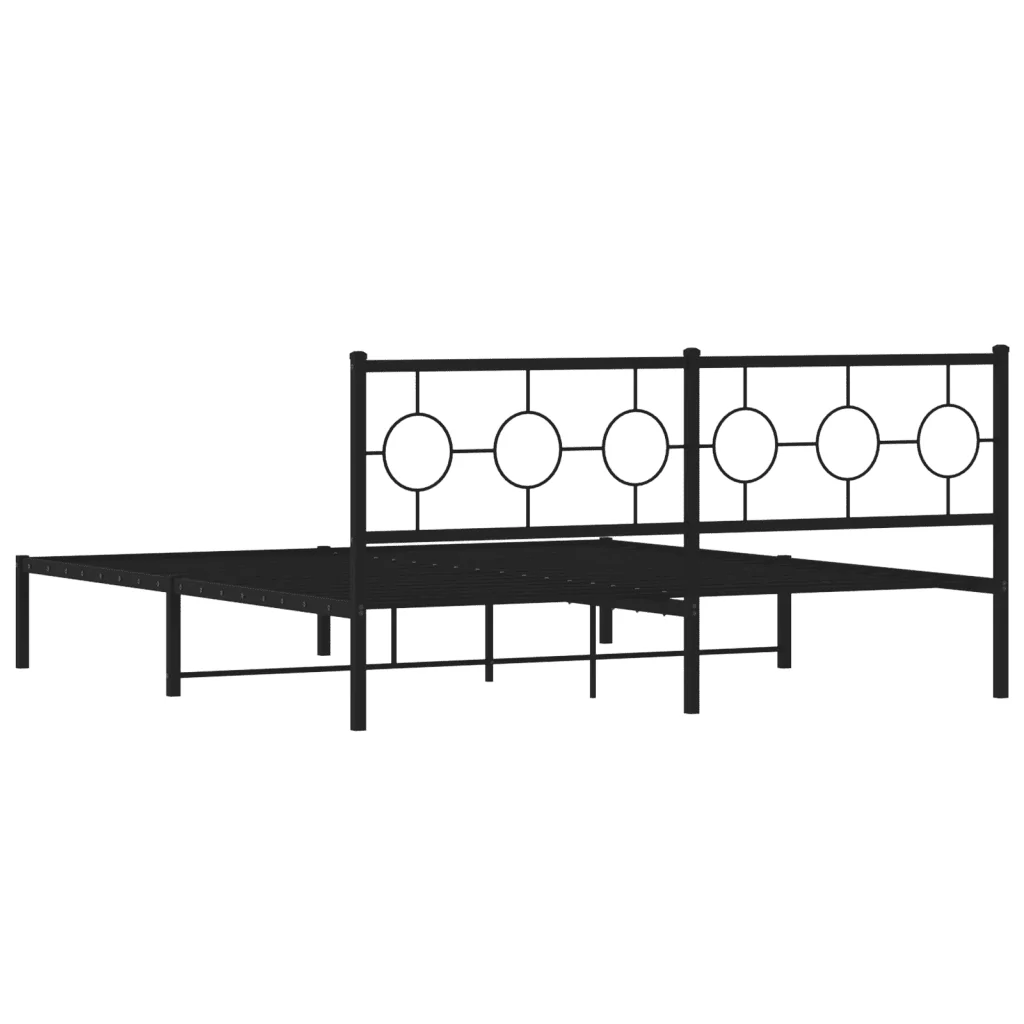 Letto matrimoniale | Letto per adulti | Giroletto con Testiera in Metallo Nero 180x200 cm - Image 7