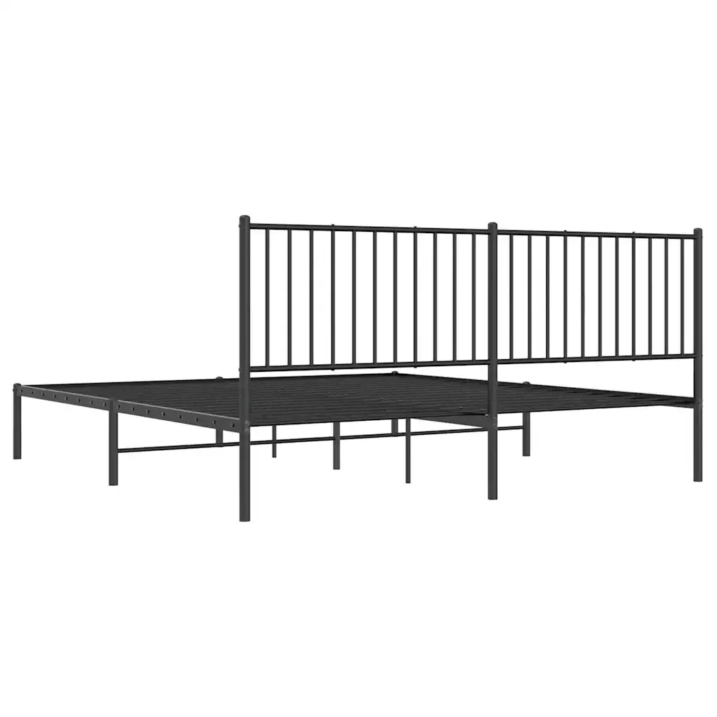 Letto matrimoniale | Letto per adulti | Giroletto con Testiera in Metallo Nero 180x200 cm - Image 7