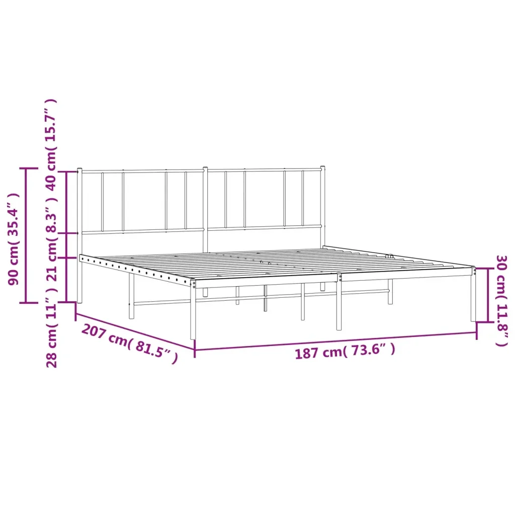 Letto matrimoniale | Letto per adulti | Giroletto con Testiera in Metallo Nero 180x200 cm - Image 10