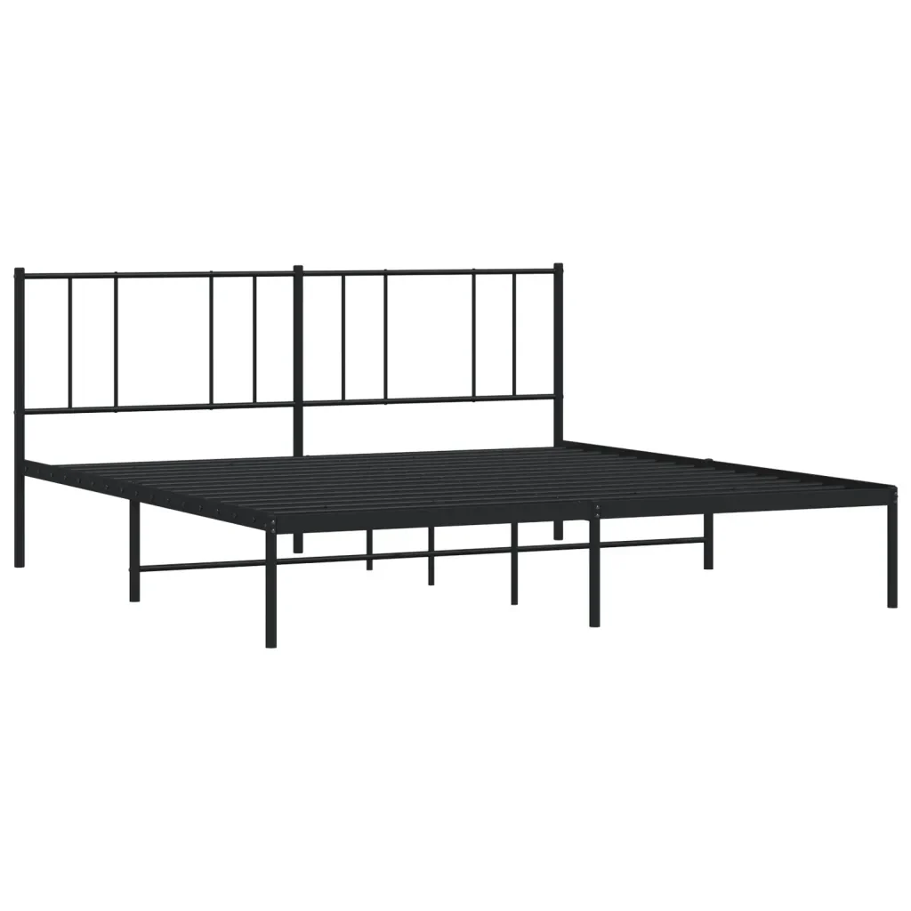 Letto matrimoniale | Letto per adulti | Giroletto con Testiera in Metallo Nero 180x200 cm - Image 3
