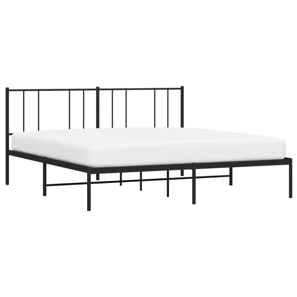 Letto matrimoniale | Letto per adulti | Giroletto con Testiera in Metallo Nero 180x200 cm - Image 5