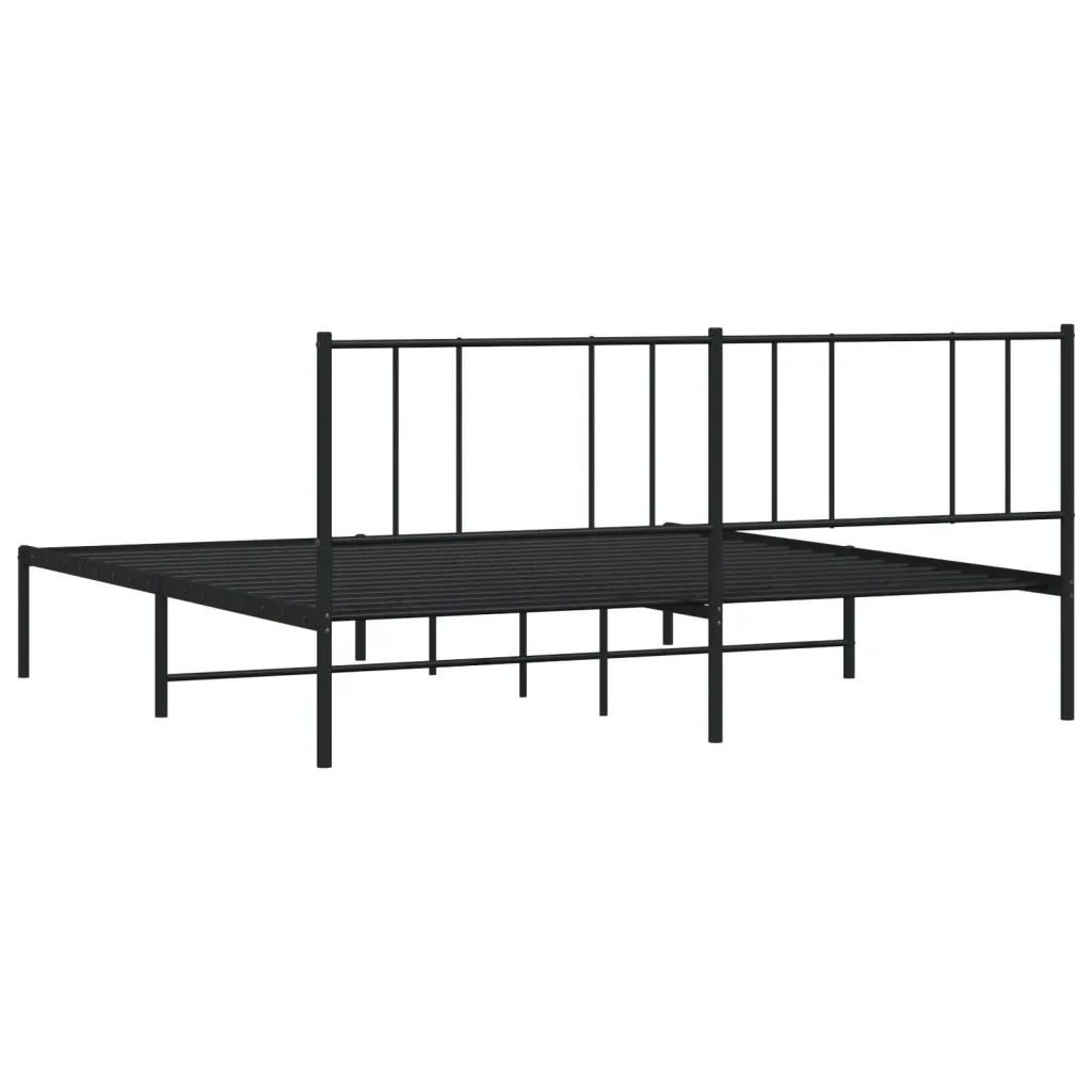 Letto matrimoniale | Letto per adulti | Giroletto con Testiera in Metallo Nero 180x200 cm - Image 8