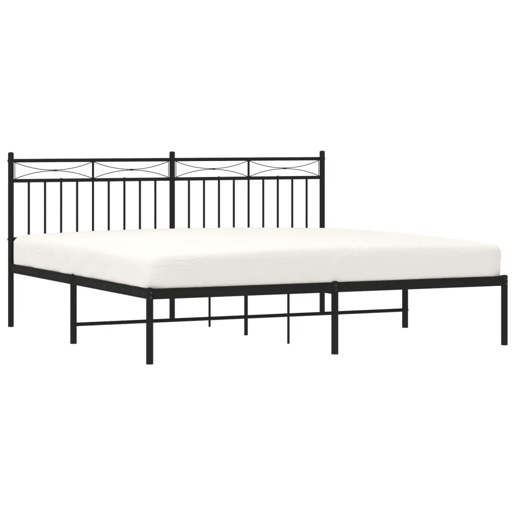 Letto matrimoniale | Letto per adulti | Giroletto con Testiera in Metallo Nero 180x200 cm - Image 4