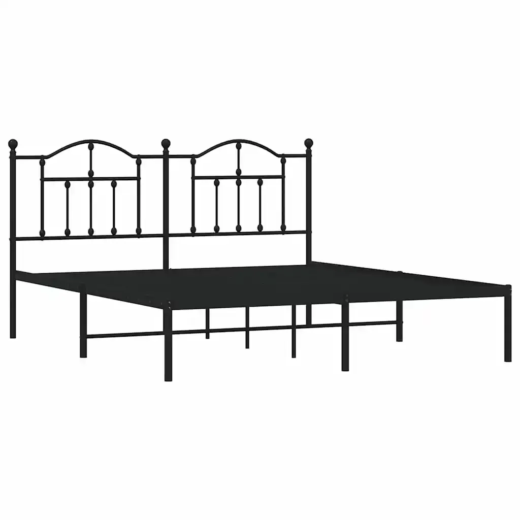 Letto matrimoniale | Letto per adulti | Giroletto con Testiera in Metallo Nero 180x200 cm - Image 3