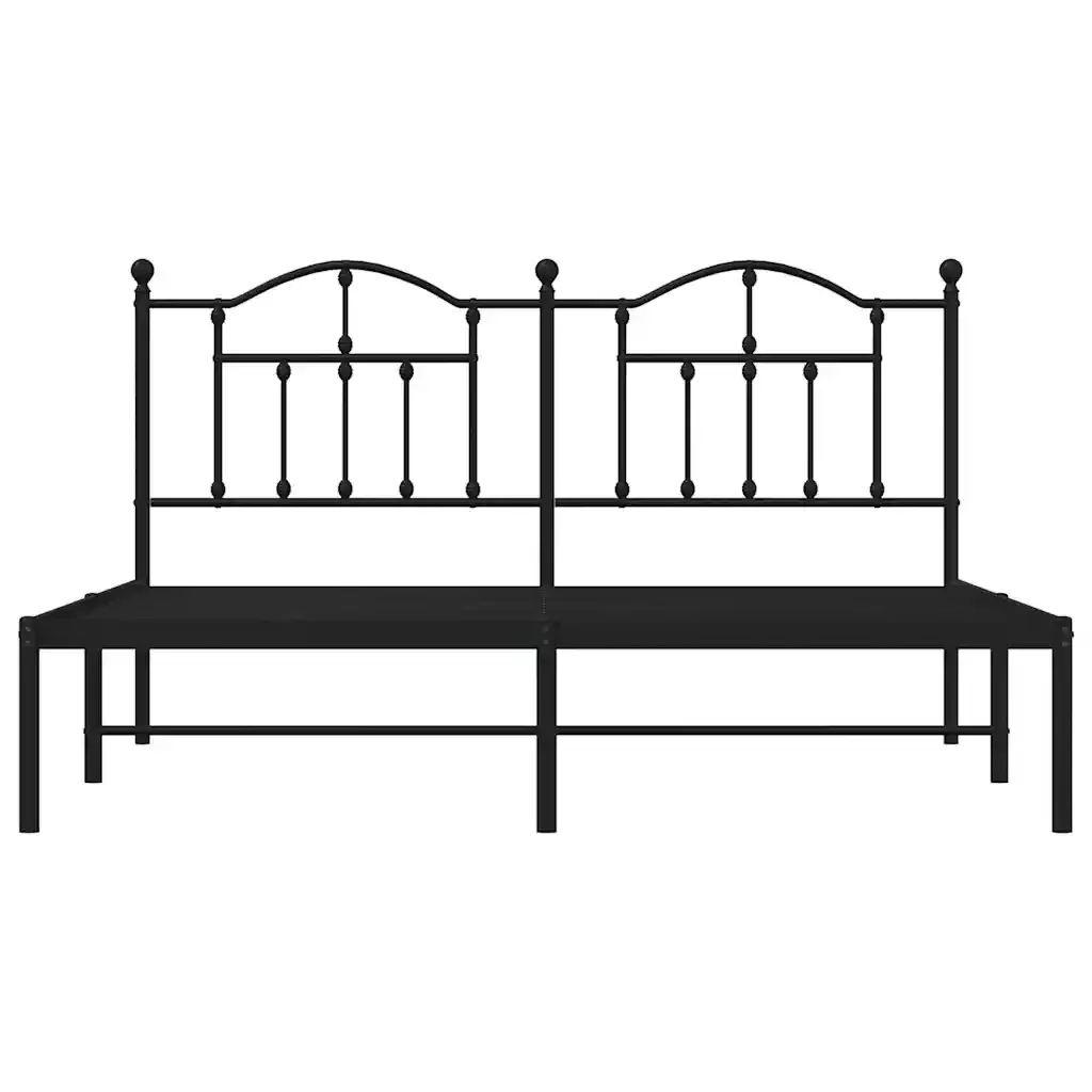 Letto matrimoniale | Letto per adulti | Giroletto con Testiera in Metallo Nero 180x200 cm - Image 5