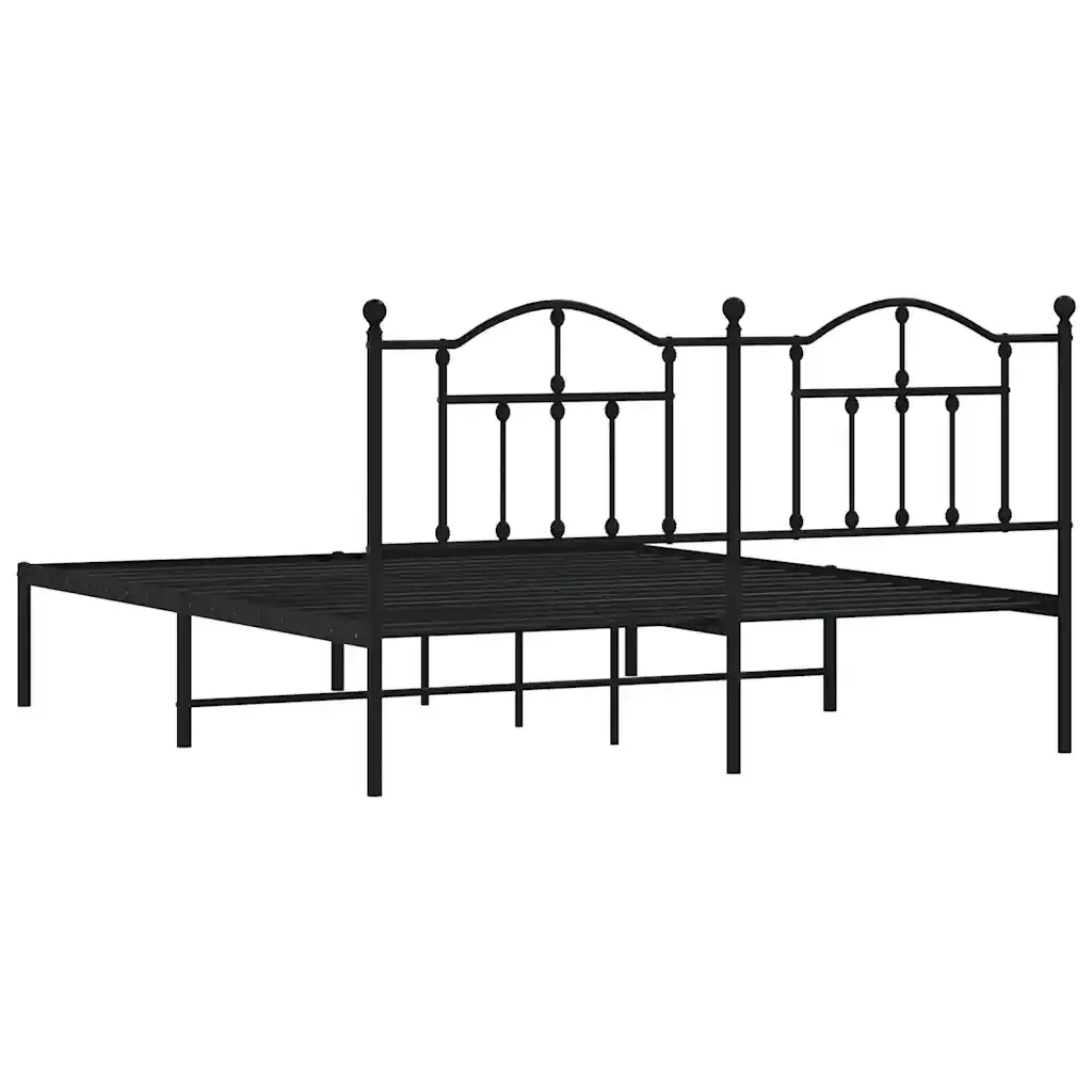 Letto matrimoniale | Letto per adulti | Giroletto con Testiera in Metallo Nero 180x200 cm - Image 7