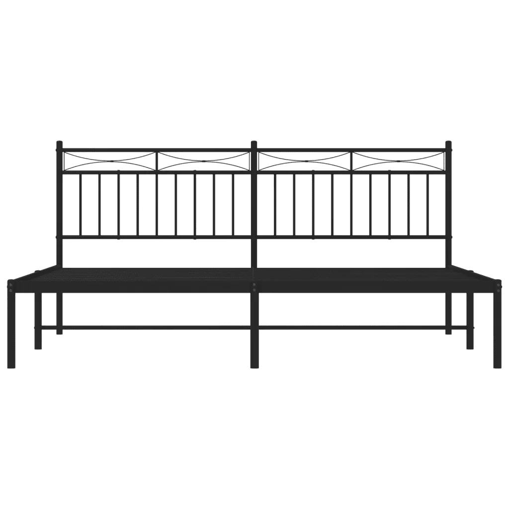 Letto matrimoniale | Letto per adulti | Giroletto con Testiera in Metallo Nero 180x200 cm - Image 5