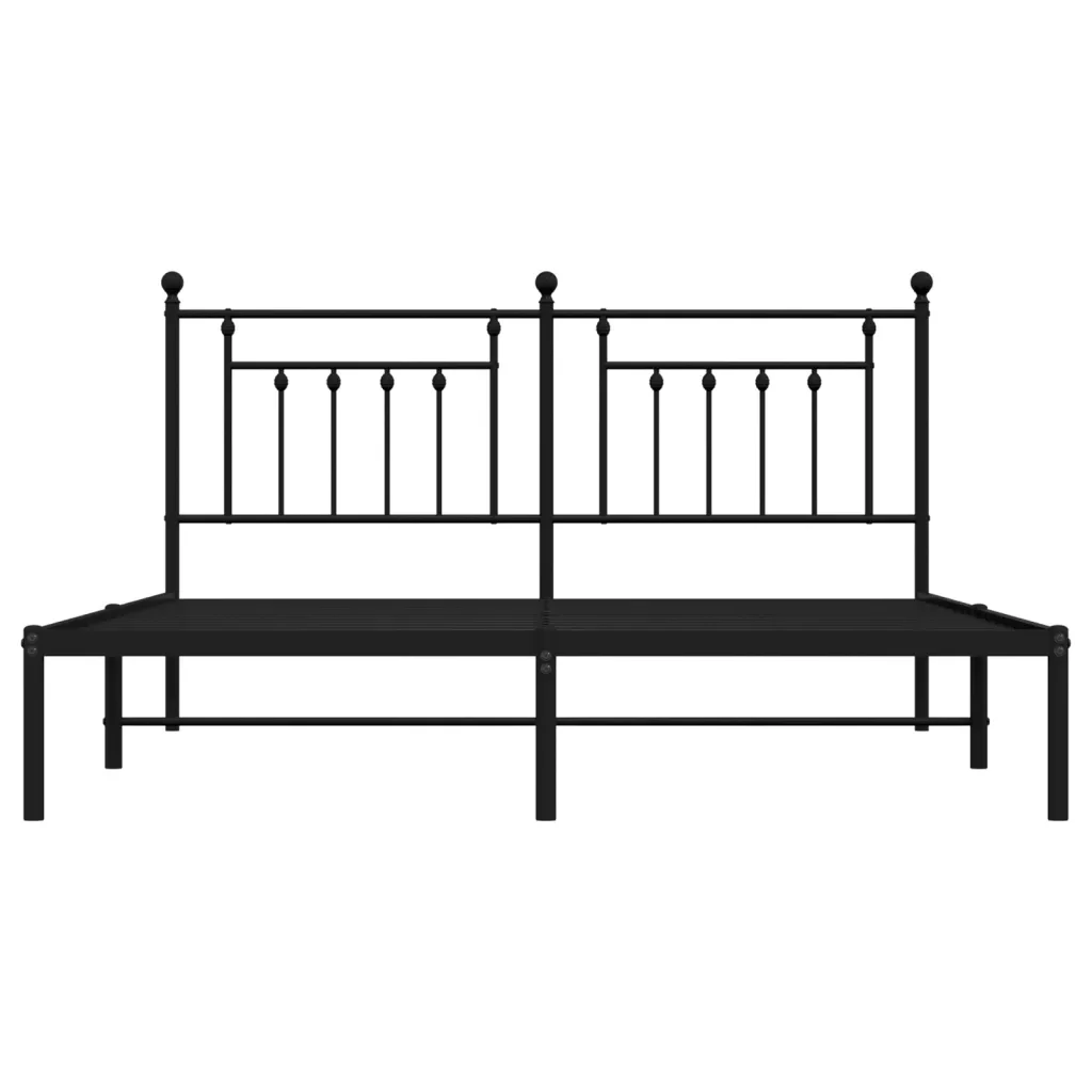 Letto matrimoniale | Letto per adulti | Giroletto con Testiera in Metallo Nero 180x200 cm - Image 6