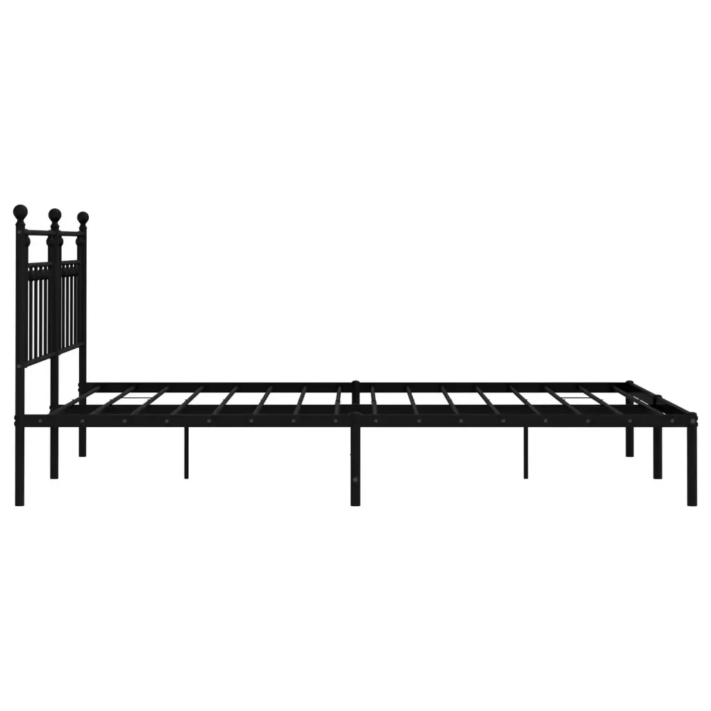 Letto matrimoniale | Letto per adulti | Giroletto con Testiera in Metallo Nero 180x200 cm - Image 7