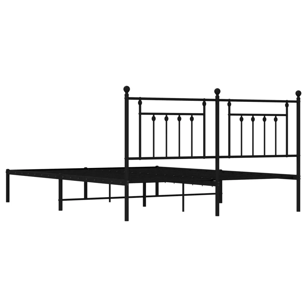 Letto matrimoniale | Letto per adulti | Giroletto con Testiera in Metallo Nero 180x200 cm - Image 8