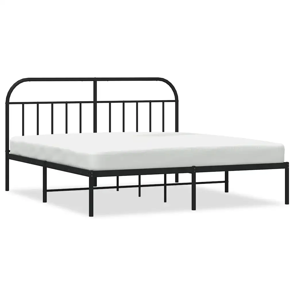 Letto matrimoniale | Letto per adulti | Giroletto con Testiera in Metallo Nero 180x200 cm