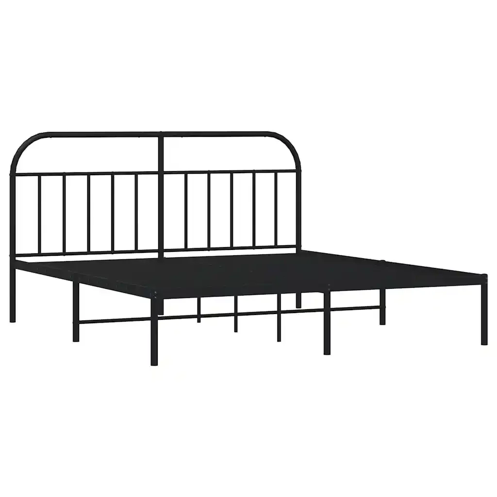 Letto matrimoniale | Letto per adulti | Giroletto con Testiera in Metallo Nero 180x200 cm - Image 4