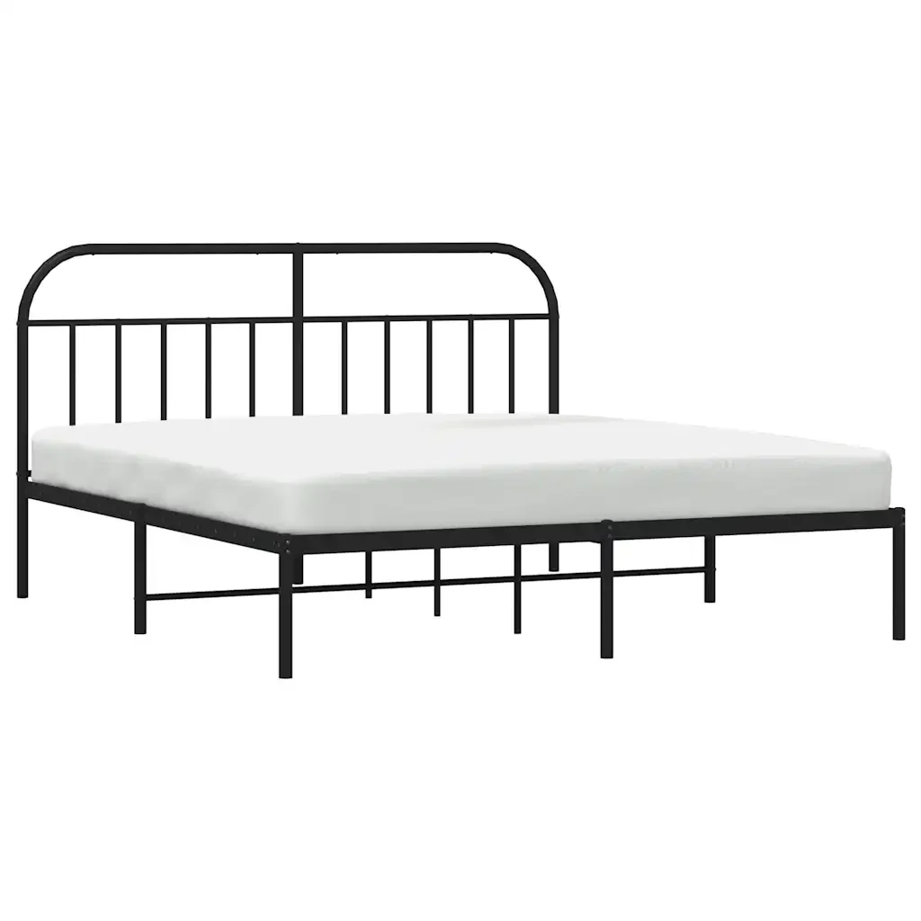 Letto matrimoniale | Letto per adulti | Giroletto con Testiera in Metallo Nero 180x200 cm - Image 5