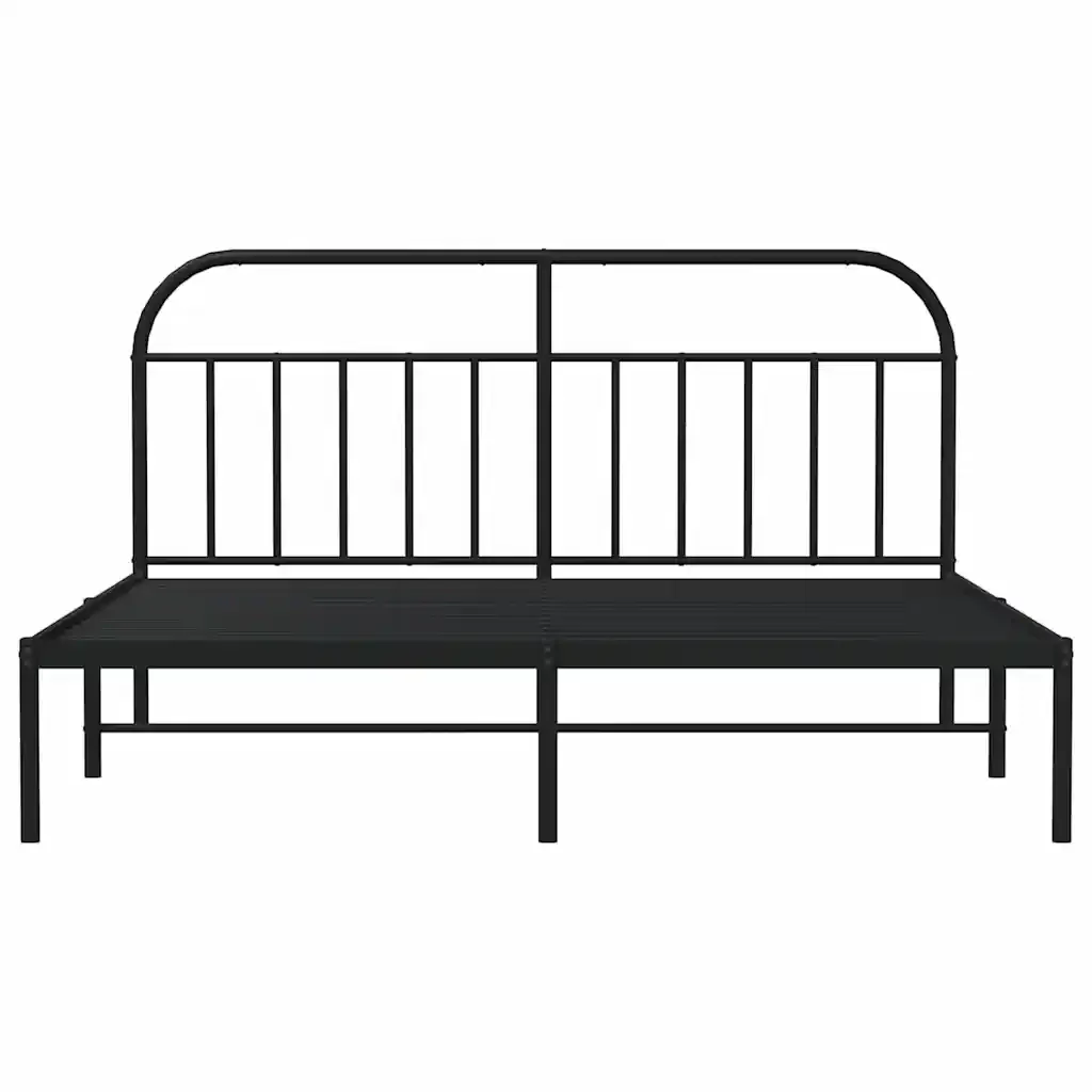 Letto matrimoniale | Letto per adulti | Giroletto con Testiera in Metallo Nero 180x200 cm - Image 6