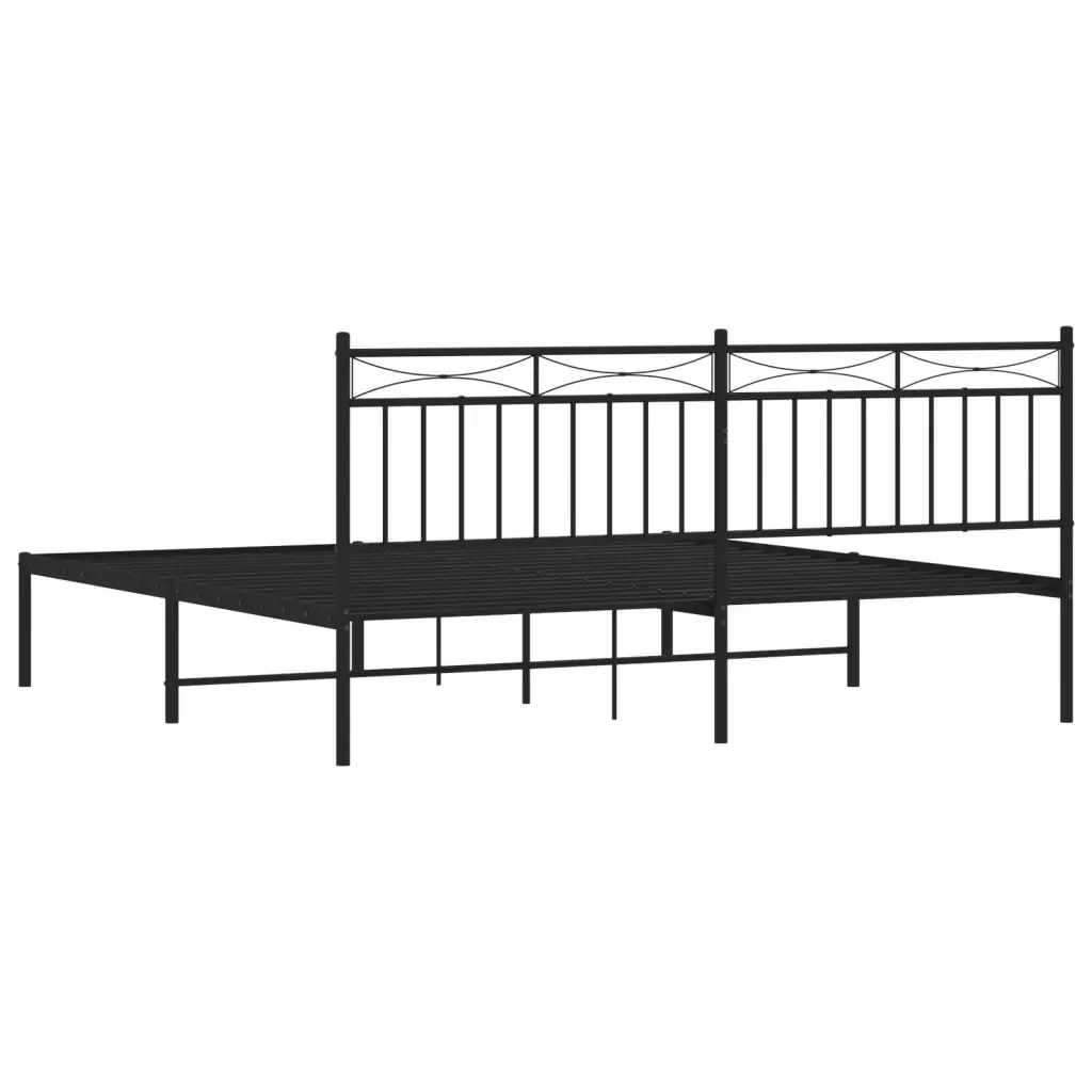 Letto matrimoniale | Letto per adulti | Giroletto con Testiera in Metallo Nero 180x200 cm - Image 7