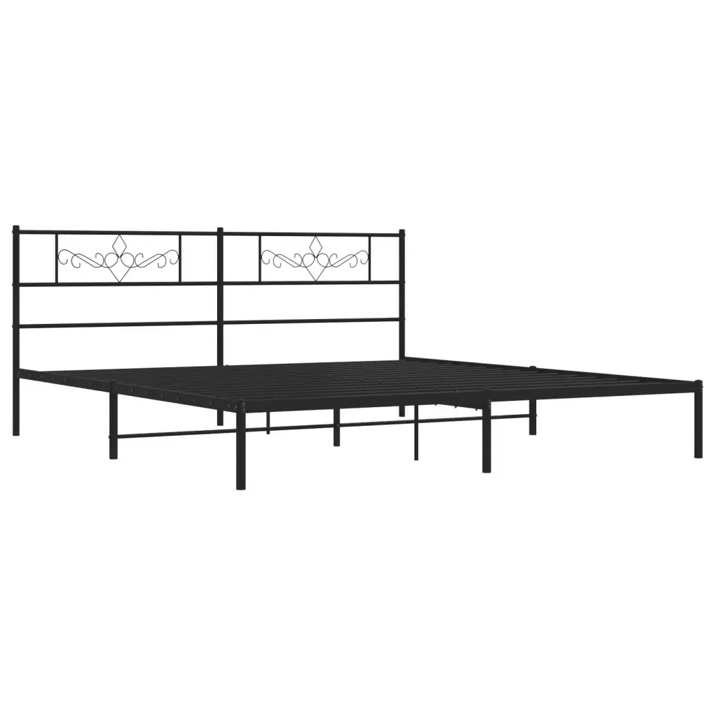Letto matrimoniale | Letto per adulti | Giroletto con Testiera in Metallo Nero 180x200 cm - Image 3