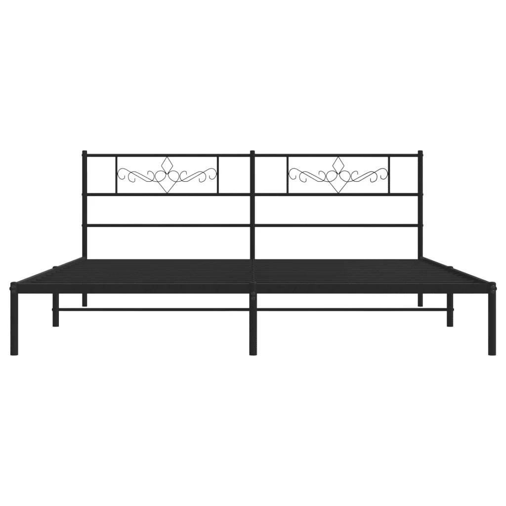 Letto matrimoniale | Letto per adulti | Giroletto con Testiera in Metallo Nero 180x200 cm - Image 5