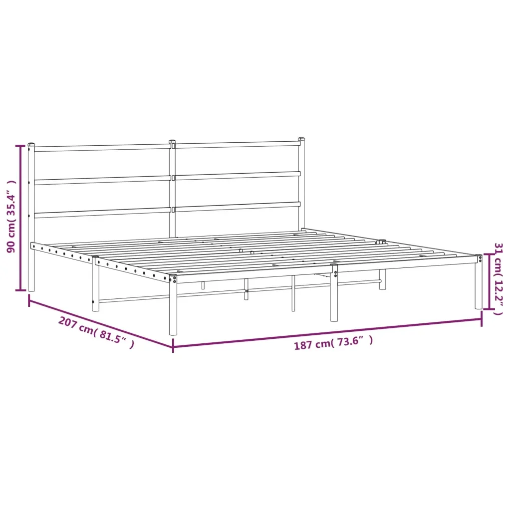 Letto matrimoniale | Letto per adulti | Giroletto con Testiera in Metallo Nero 180x200 cm - Image 10
