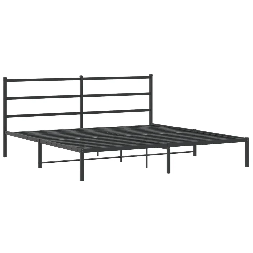 Letto matrimoniale | Letto per adulti | Giroletto con Testiera in Metallo Nero 180x200 cm - Image 3