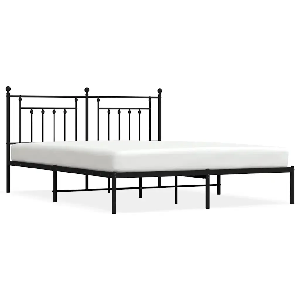 Letto matrimoniale | Letto per adulti | Giroletto con Testiera in Metallo Nero 183x213 cm