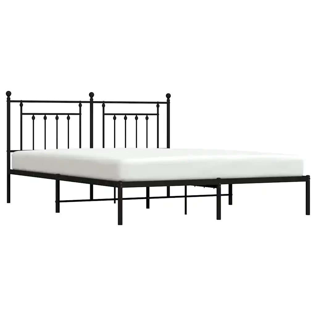 Letto matrimoniale | Letto per adulti | Giroletto con Testiera in Metallo Nero 183x213 cm - Image 5