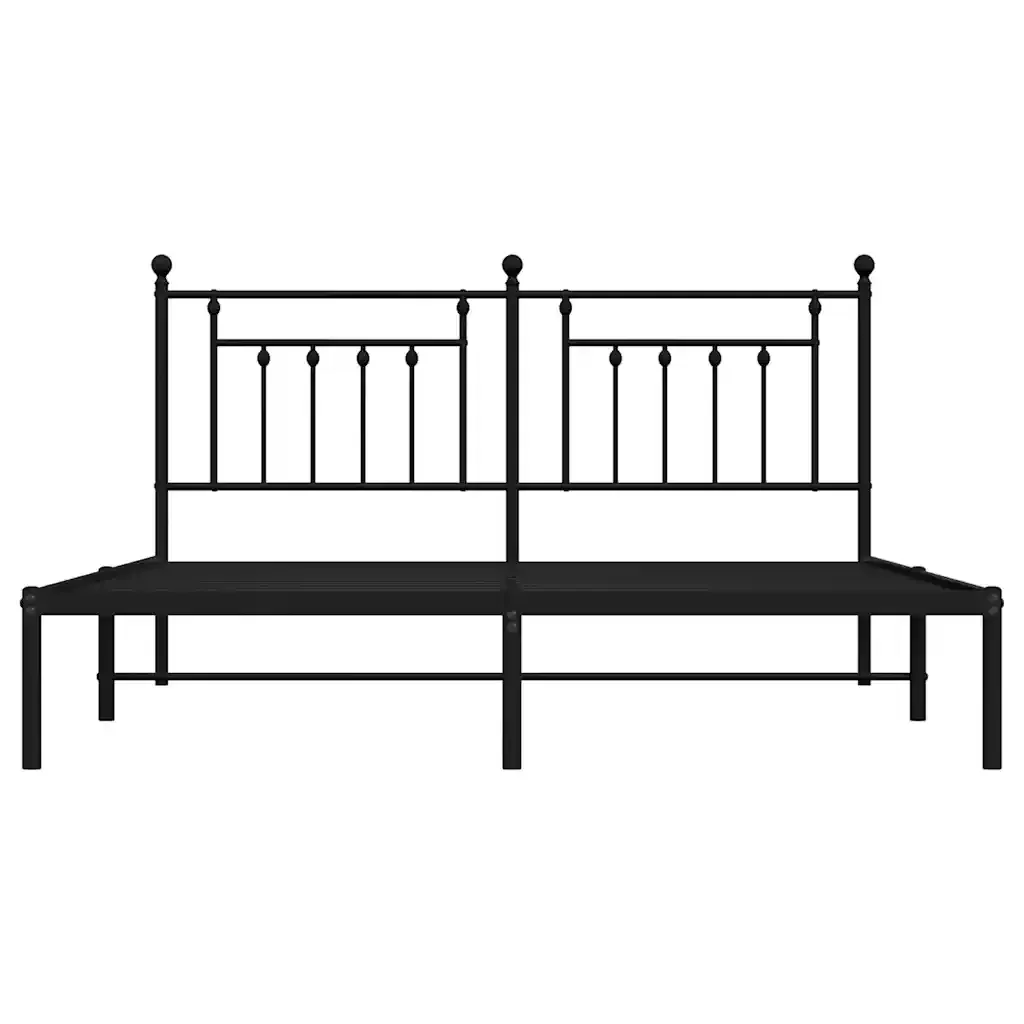 Letto matrimoniale | Letto per adulti | Giroletto con Testiera in Metallo Nero 183x213 cm - Image 6