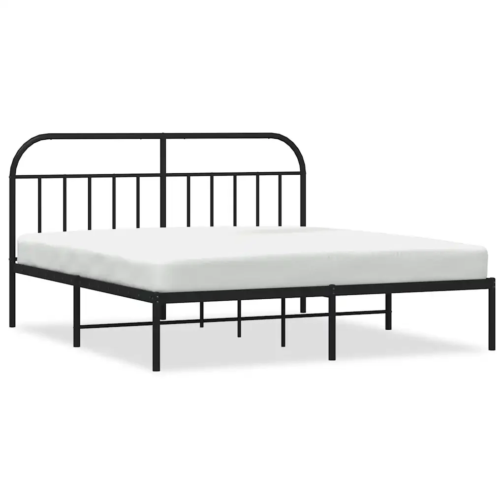 Letto matrimoniale | Letto per adulti | Giroletto con Testiera in Metallo Nero 183x213 cm