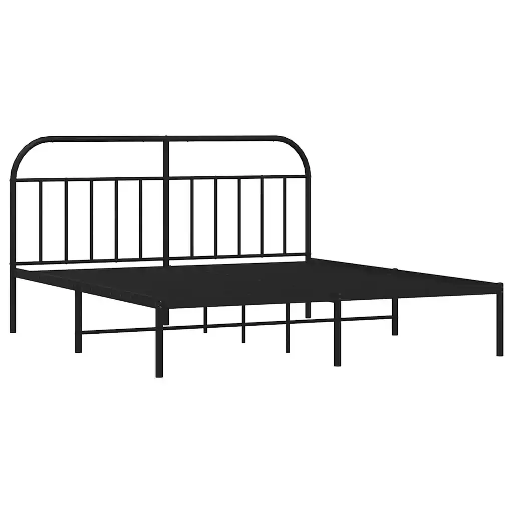 Letto matrimoniale | Letto per adulti | Giroletto con Testiera in Metallo Nero 183x213 cm - Image 4