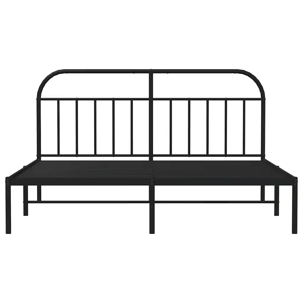 Letto matrimoniale | Letto per adulti | Giroletto con Testiera in Metallo Nero 183x213 cm - Image 6