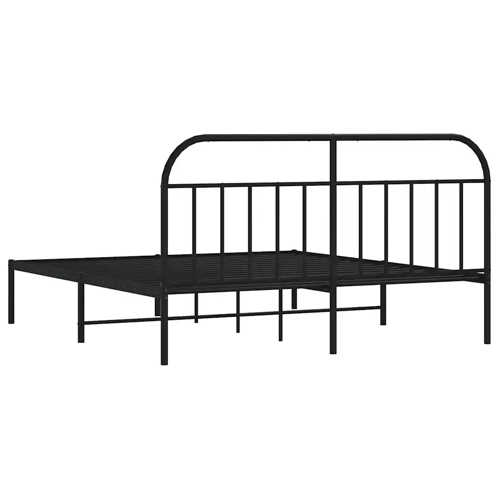 Letto matrimoniale | Letto per adulti | Giroletto con Testiera in Metallo Nero 183x213 cm - Image 8