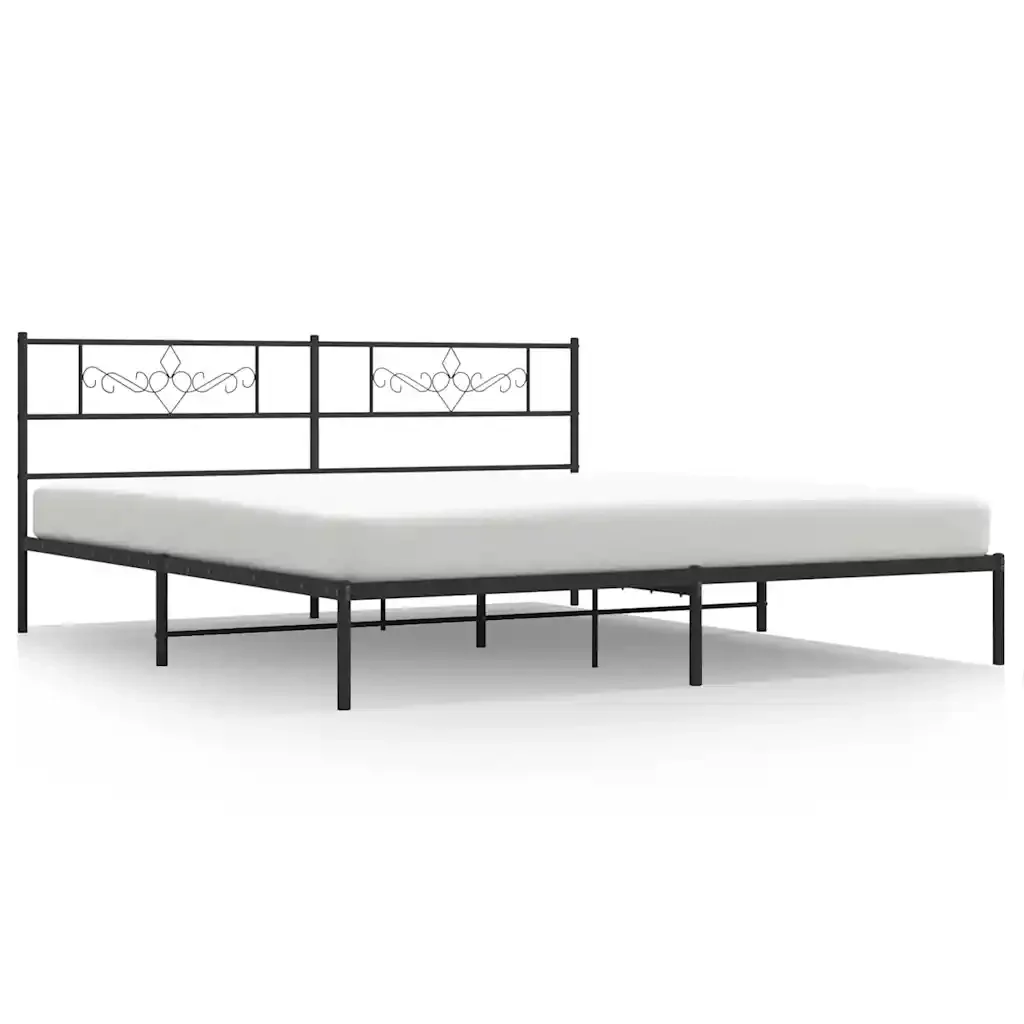 Letto matrimoniale | Letto per adulti | Giroletto con Testiera in Metallo Nero 183x213 cm