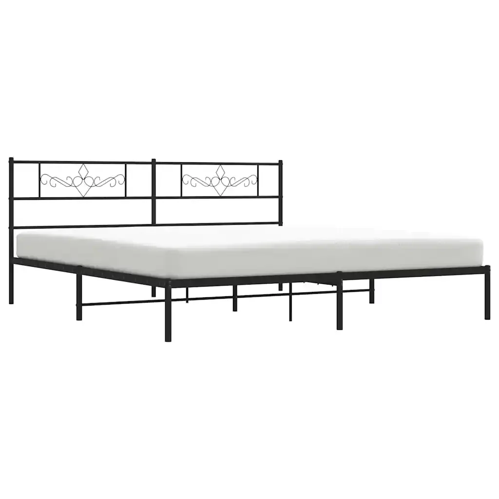 Letto matrimoniale | Letto per adulti | Giroletto con Testiera in Metallo Nero 183x213 cm - Image 5