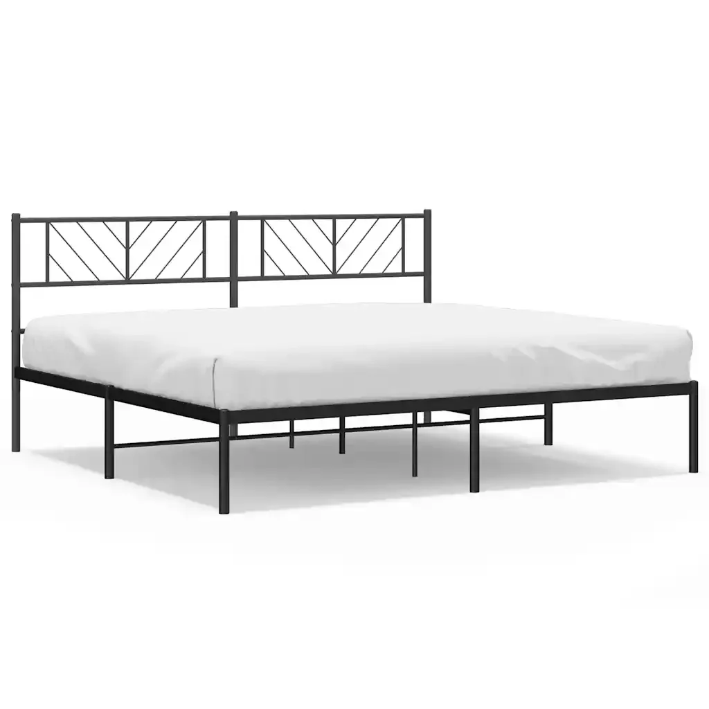 Letto matrimoniale | Letto per adulti | Giroletto con Testiera in Metallo Nero 183x213 cm