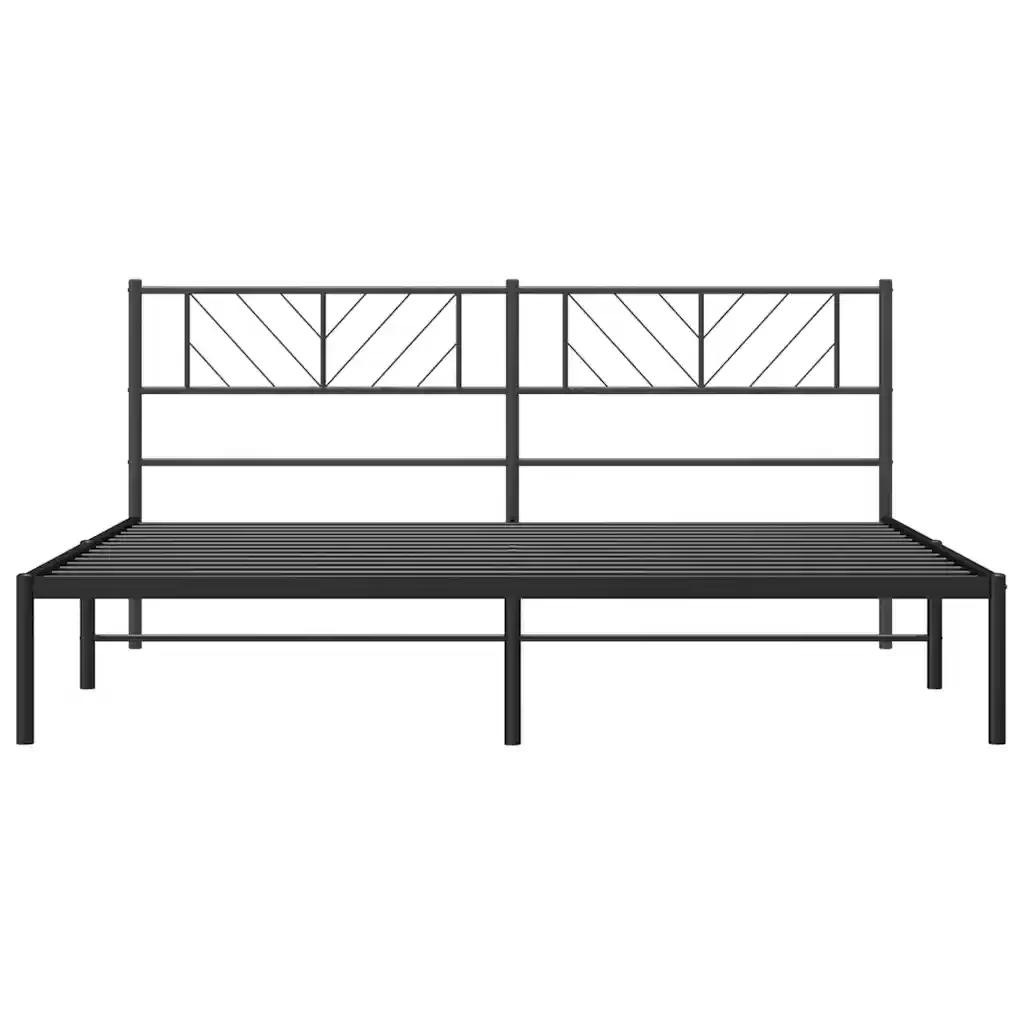 Letto matrimoniale | Letto per adulti | Giroletto con Testiera in Metallo Nero 183x213 cm - Image 6