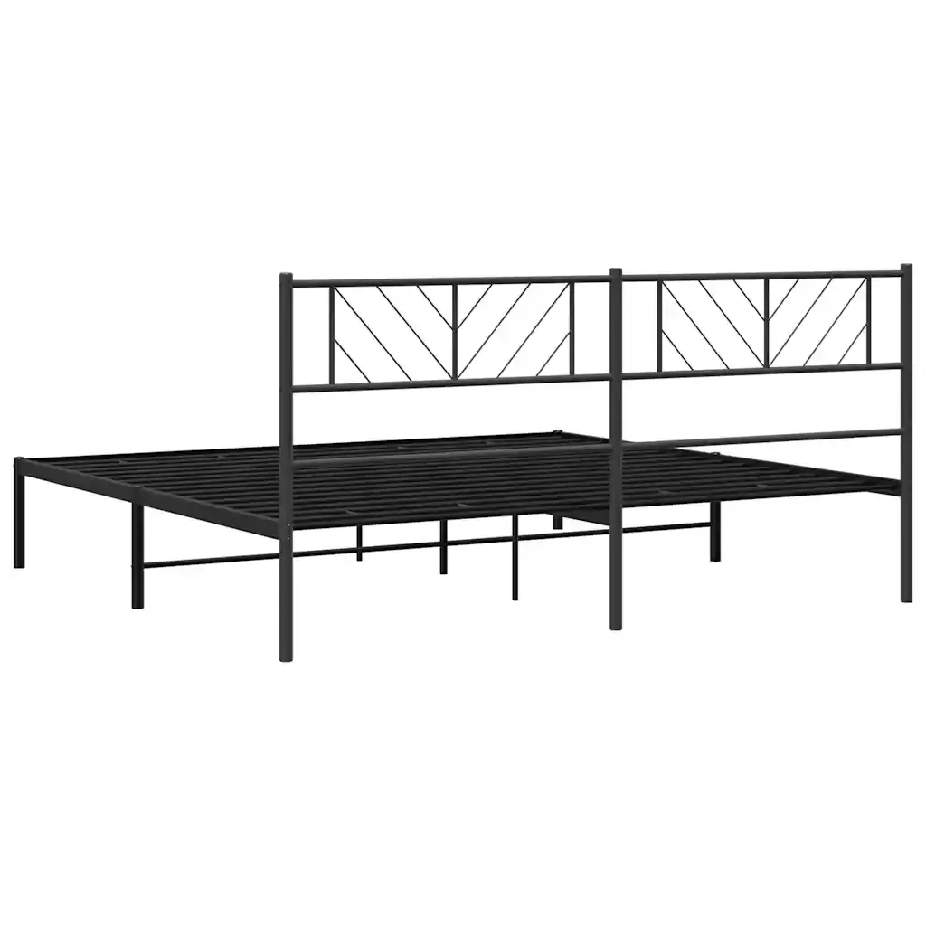 Letto matrimoniale | Letto per adulti | Giroletto con Testiera in Metallo Nero 183x213 cm - Image 8