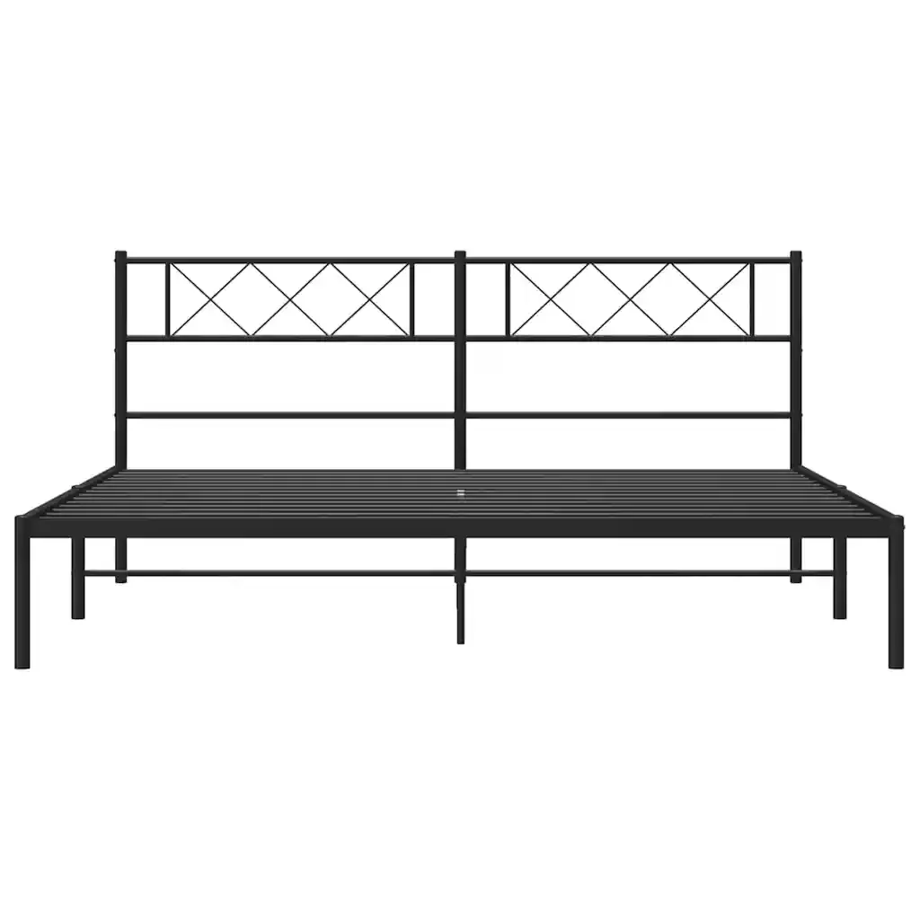 Letto matrimoniale | Letto per adulti | Giroletto con Testiera in Metallo Nero 183x213 cm - Image 5