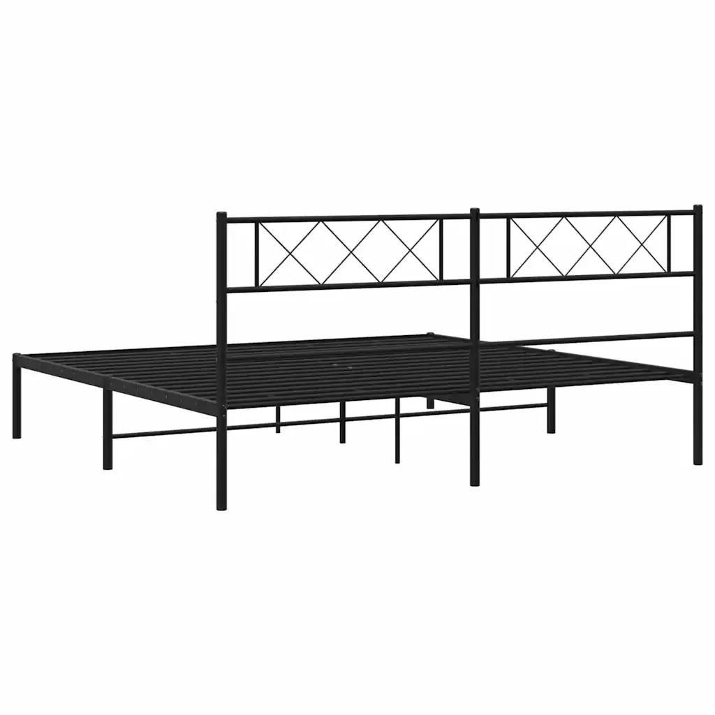 Letto matrimoniale | Letto per adulti | Giroletto con Testiera in Metallo Nero 183x213 cm - Image 8