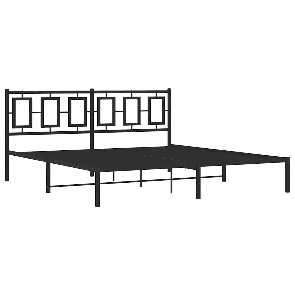 Letto matrimoniale | Letto per adulti | Giroletto con Testiera in Metallo Nero 183x213 cm - Image 3