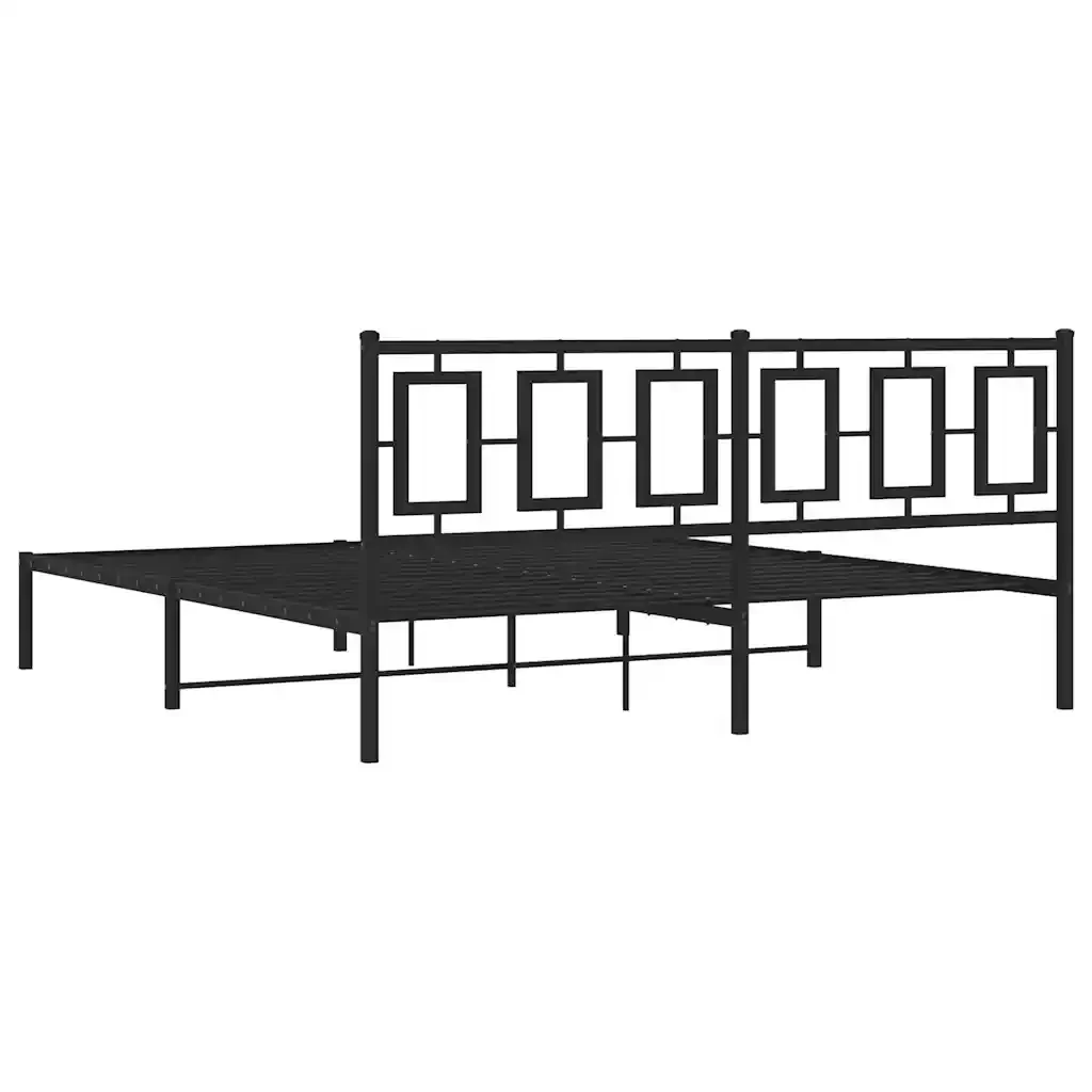 Letto matrimoniale | Letto per adulti | Giroletto con Testiera in Metallo Nero 183x213 cm - Image 7