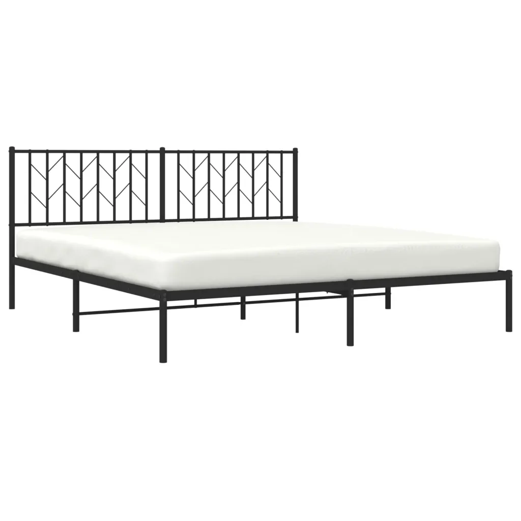 Letto matrimoniale | Letto per adulti | Giroletto con Testiera in Metallo Nero 183x213 cm - Image 4