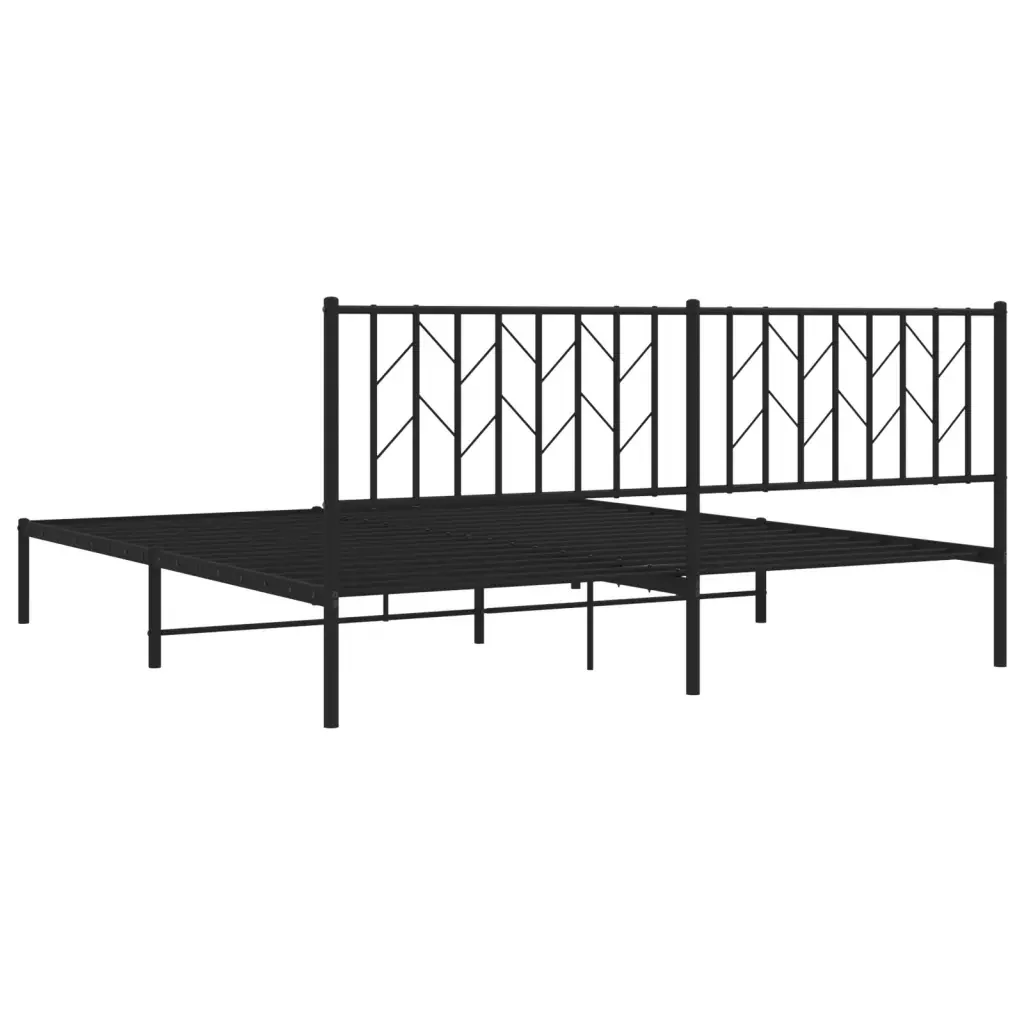 Letto matrimoniale | Letto per adulti | Giroletto con Testiera in Metallo Nero 183x213 cm - Image 7