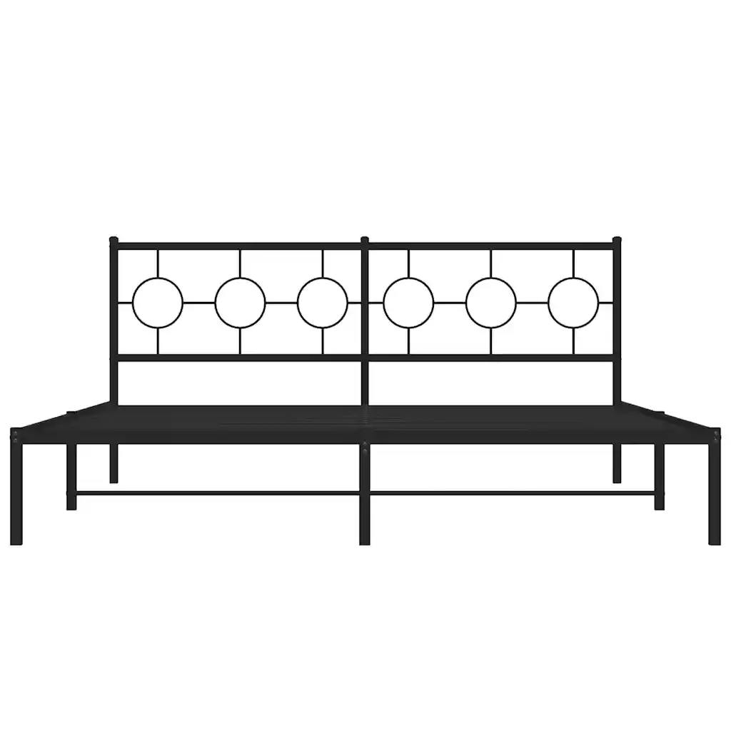 Letto matrimoniale | Letto per adulti | Giroletto con Testiera in Metallo Nero 183x213 cm - Image 5